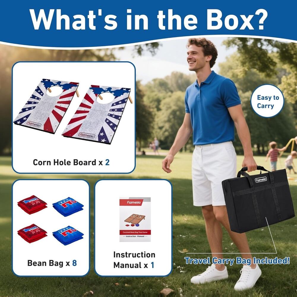 Portable Cornhole Board Set 2x1.3ft | 24"x16": Cornhole Set Outdoor Backyard Cor - Picture 7 of 7